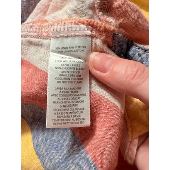 Beachlunchlounge Linen Cotton Striped Boho Blouse Size Small Petite - Picture 4 of 9